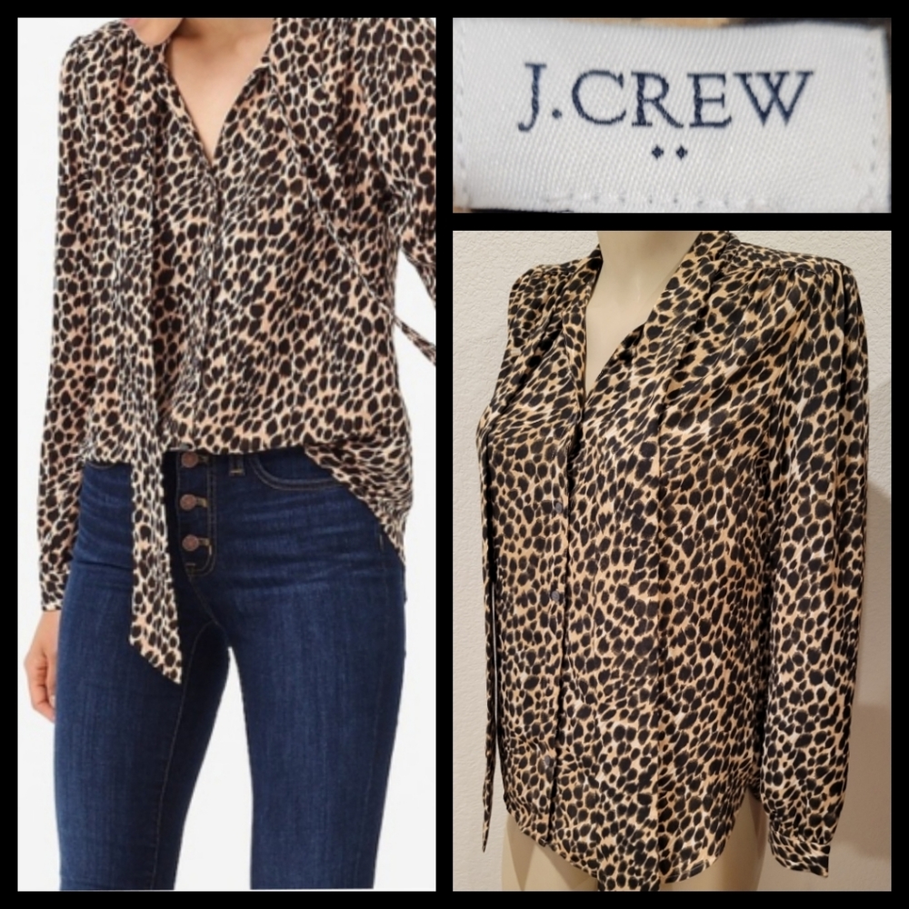 🆕️J. Crew Leopard Tie Up Blouse XXS